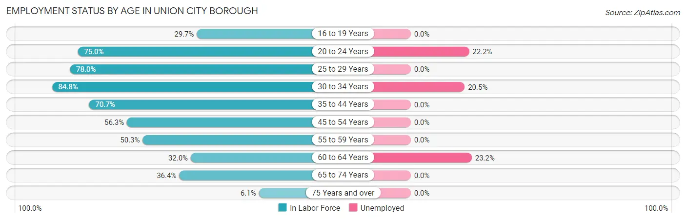 Employment Status by Age in Union City borough