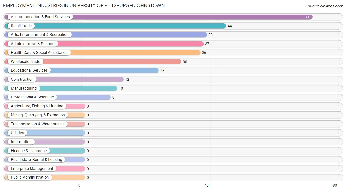 Employment Industries in University of Pittsburgh Johnstown