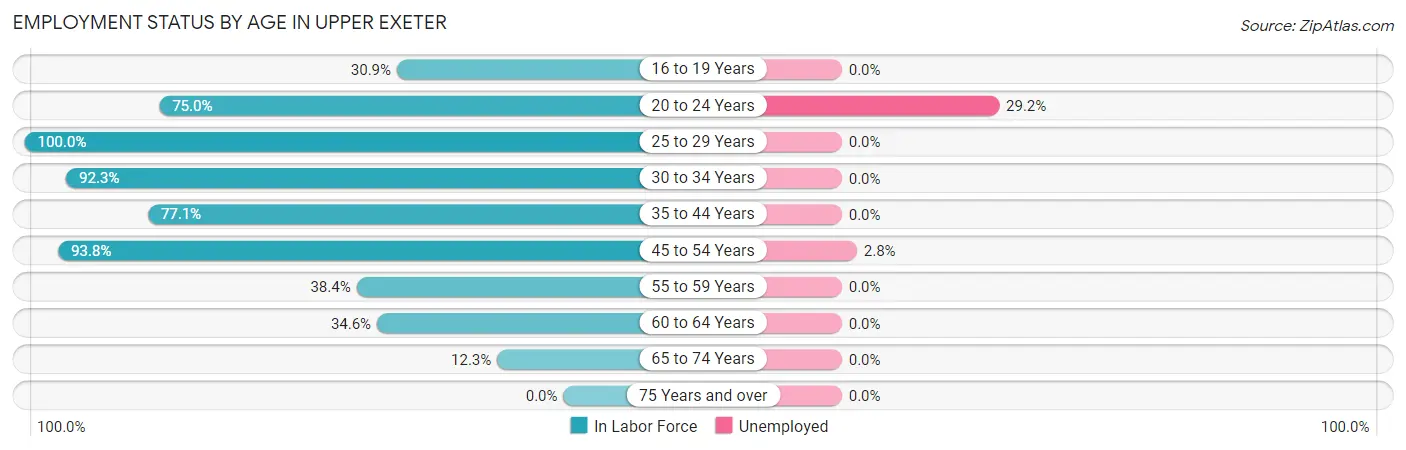 Employment Status by Age in Upper Exeter