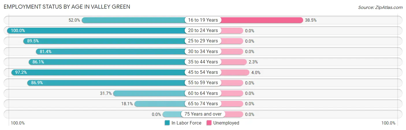 Employment Status by Age in Valley Green