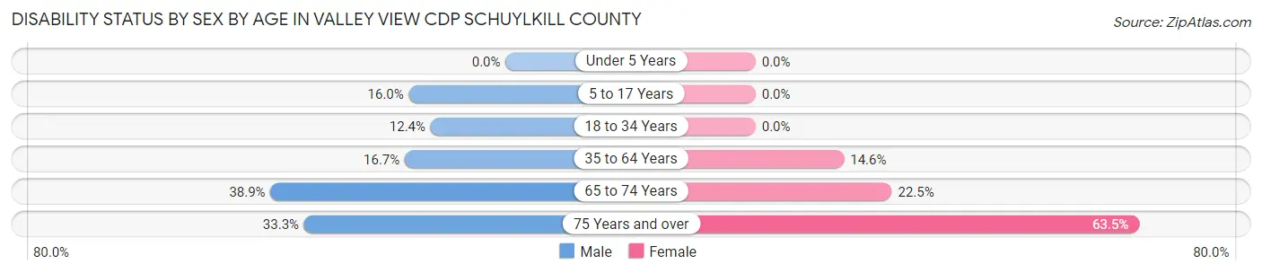 Disability Status by Sex by Age in Valley View CDP Schuylkill County