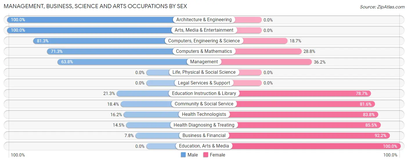 Management, Business, Science and Arts Occupations by Sex in Valley View CDP York County