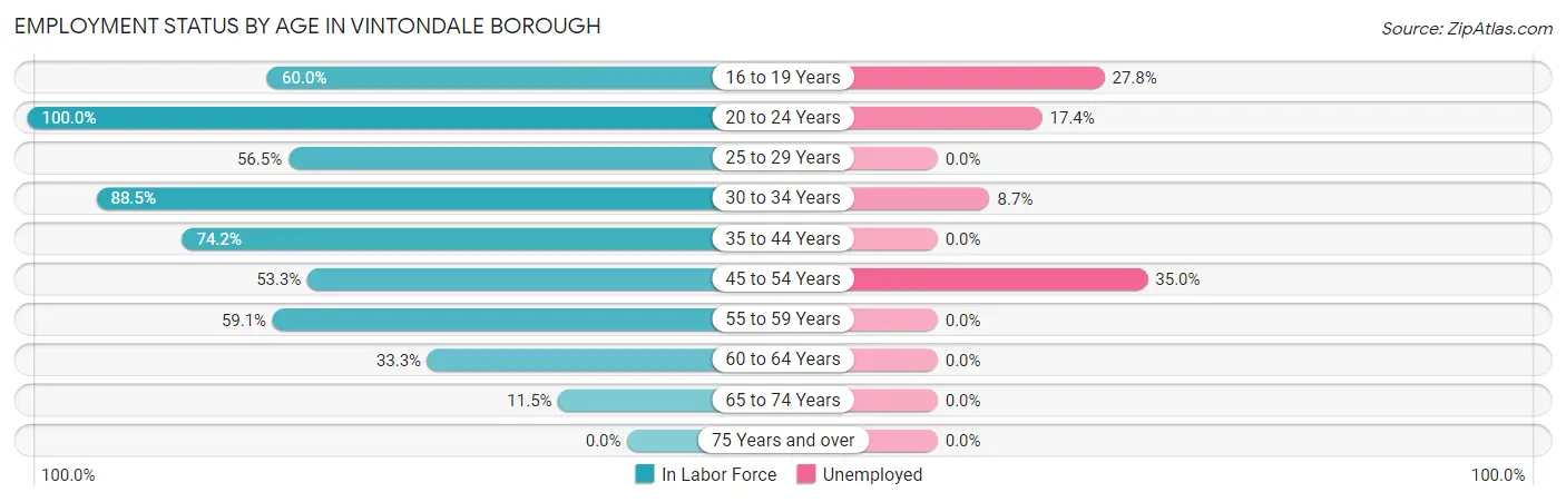 Employment Status by Age in Vintondale borough
