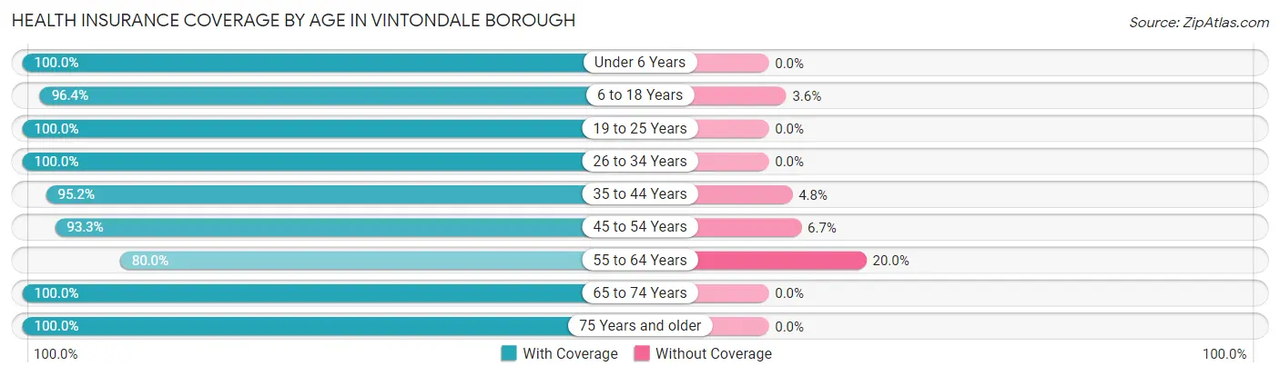 Health Insurance Coverage by Age in Vintondale borough