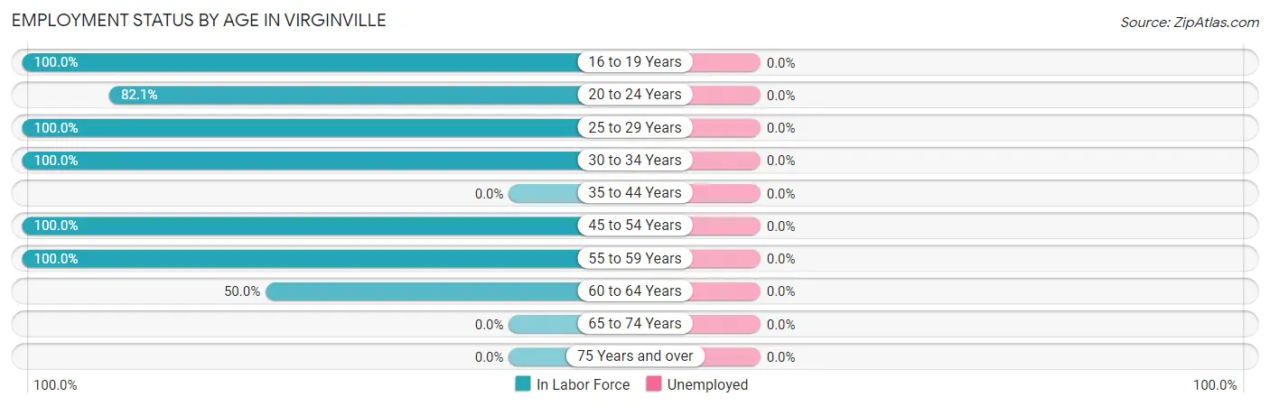 Employment Status by Age in Virginville