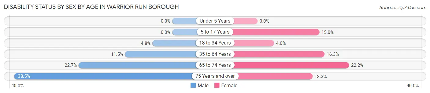 Disability Status by Sex by Age in Warrior Run borough