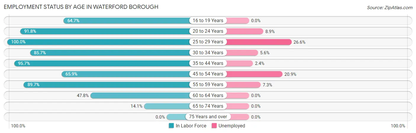 Employment Status by Age in Waterford borough