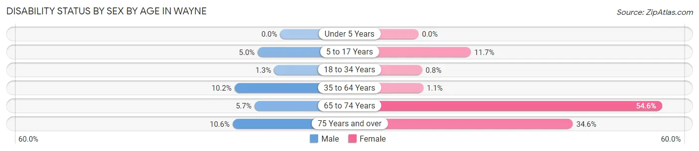 Disability Status by Sex by Age in Wayne