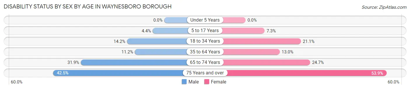 Disability Status by Sex by Age in Waynesboro borough