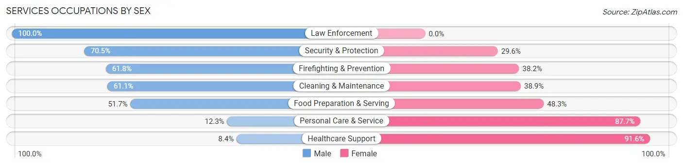 Services Occupations by Sex in Waynesboro borough