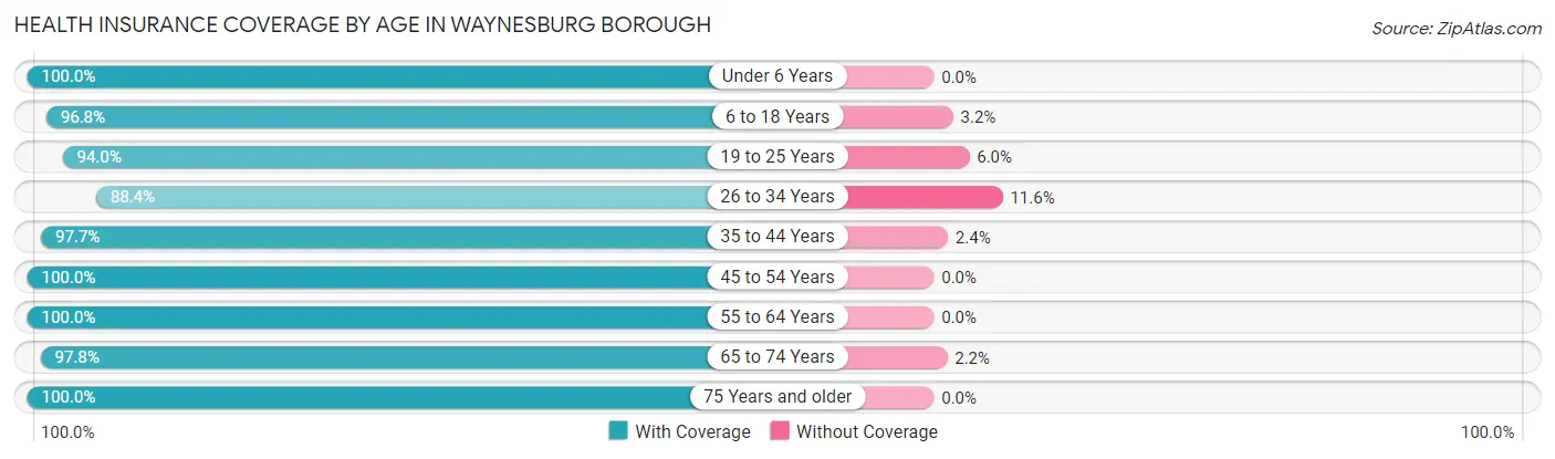 Health Insurance Coverage by Age in Waynesburg borough
