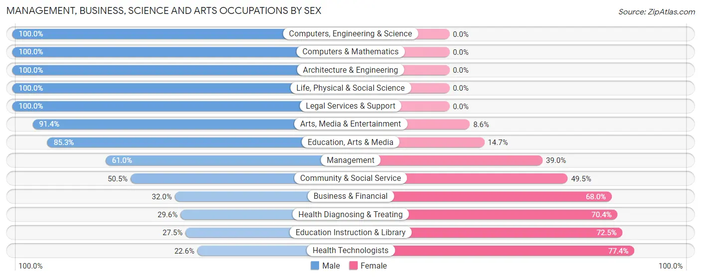 Management, Business, Science and Arts Occupations by Sex in Waynesburg borough