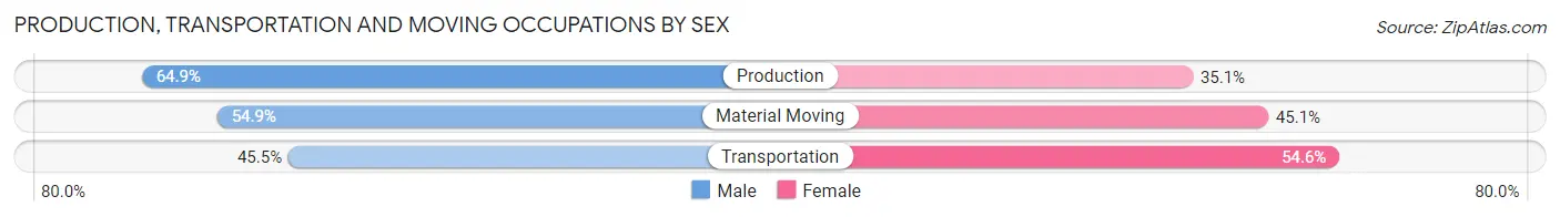 Production, Transportation and Moving Occupations by Sex in Waynesburg borough