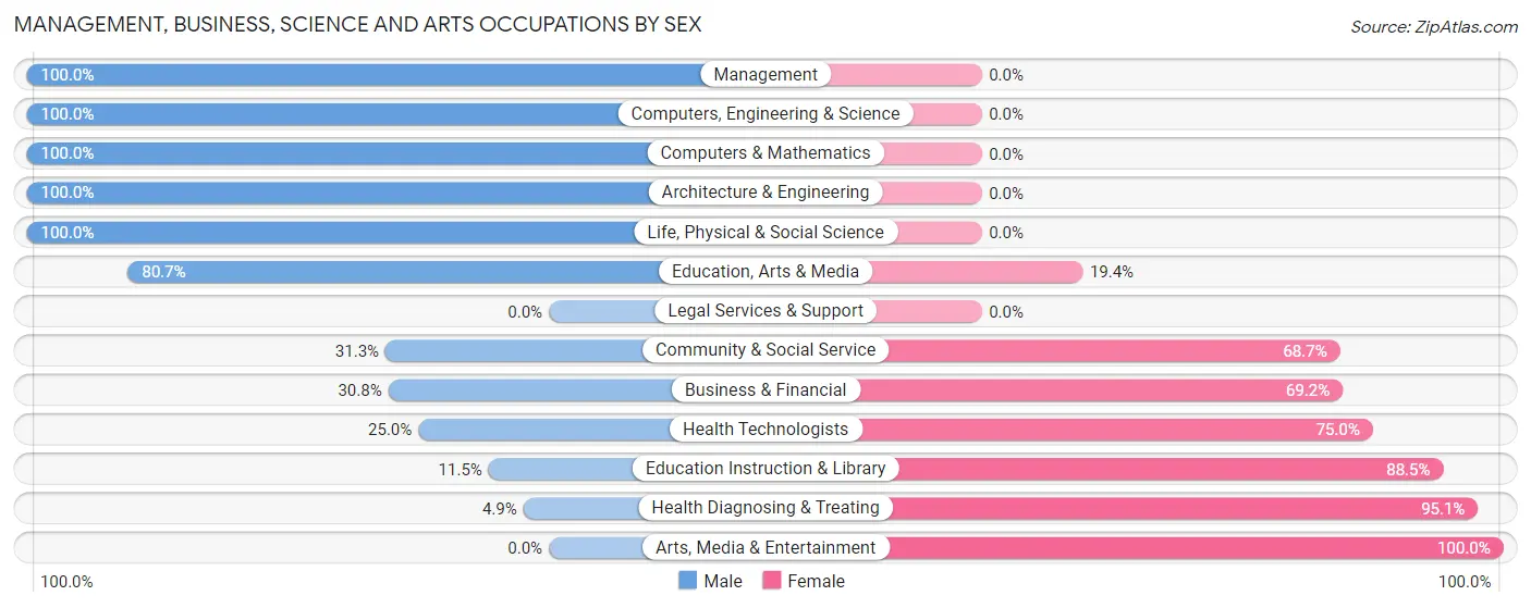 Management, Business, Science and Arts Occupations by Sex in Weatherly borough