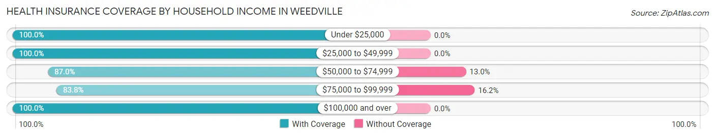 Health Insurance Coverage by Household Income in Weedville