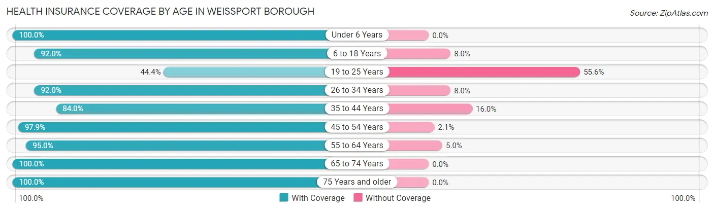 Health Insurance Coverage by Age in Weissport borough