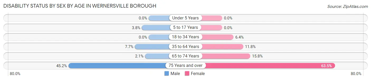Disability Status by Sex by Age in Wernersville borough