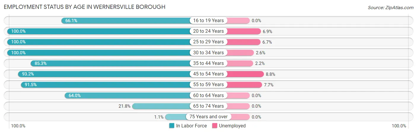 Employment Status by Age in Wernersville borough