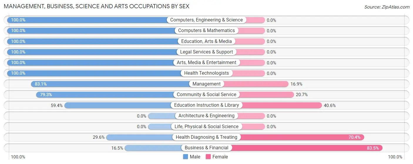 Management, Business, Science and Arts Occupations by Sex in West Hazleton borough