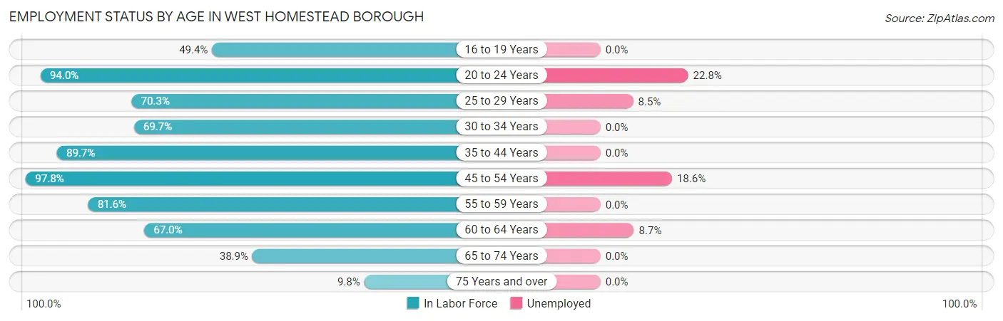 Employment Status by Age in West Homestead borough