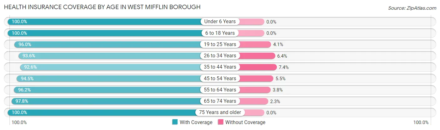 Health Insurance Coverage by Age in West Mifflin borough