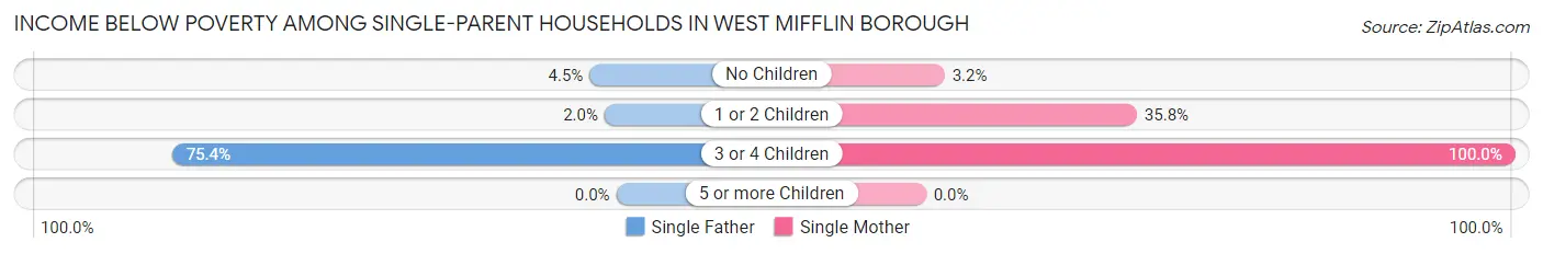 Income Below Poverty Among Single-Parent Households in West Mifflin borough