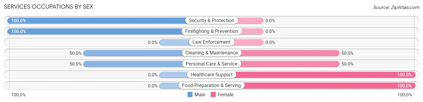 Services Occupations by Sex in West Sunbury borough