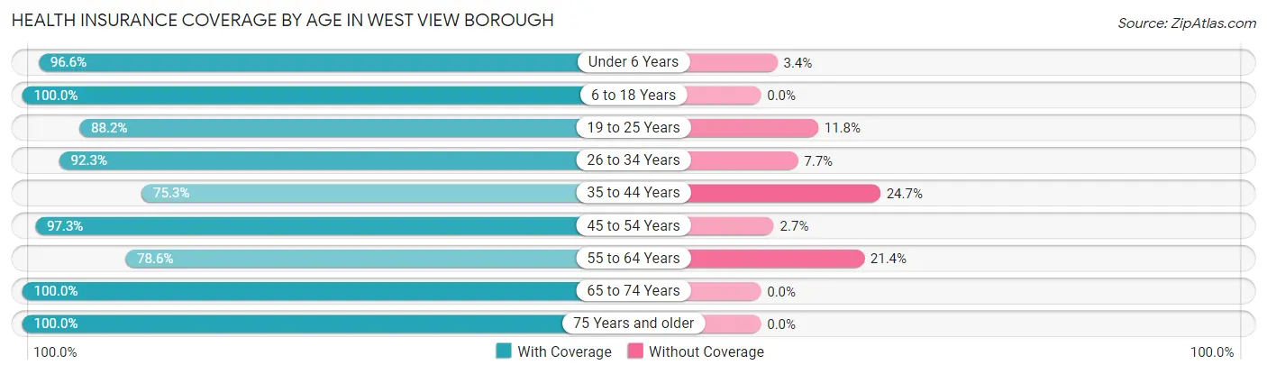 Health Insurance Coverage by Age in West View borough