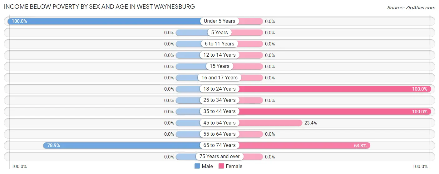 Income Below Poverty by Sex and Age in West Waynesburg