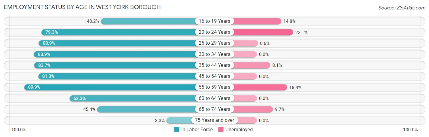 Employment Status by Age in West York borough