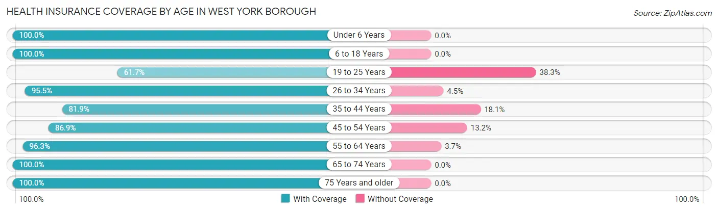 Health Insurance Coverage by Age in West York borough