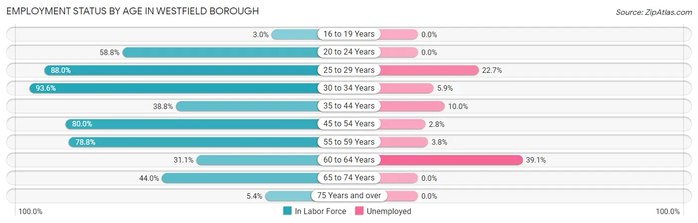 Employment Status by Age in Westfield borough