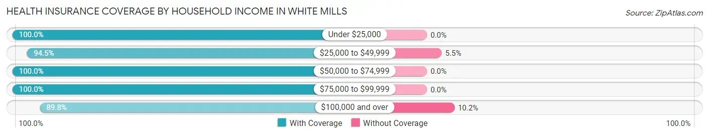 Health Insurance Coverage by Household Income in White Mills