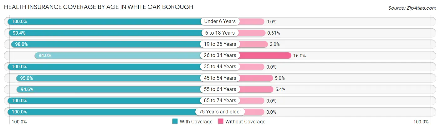 Health Insurance Coverage by Age in White Oak borough