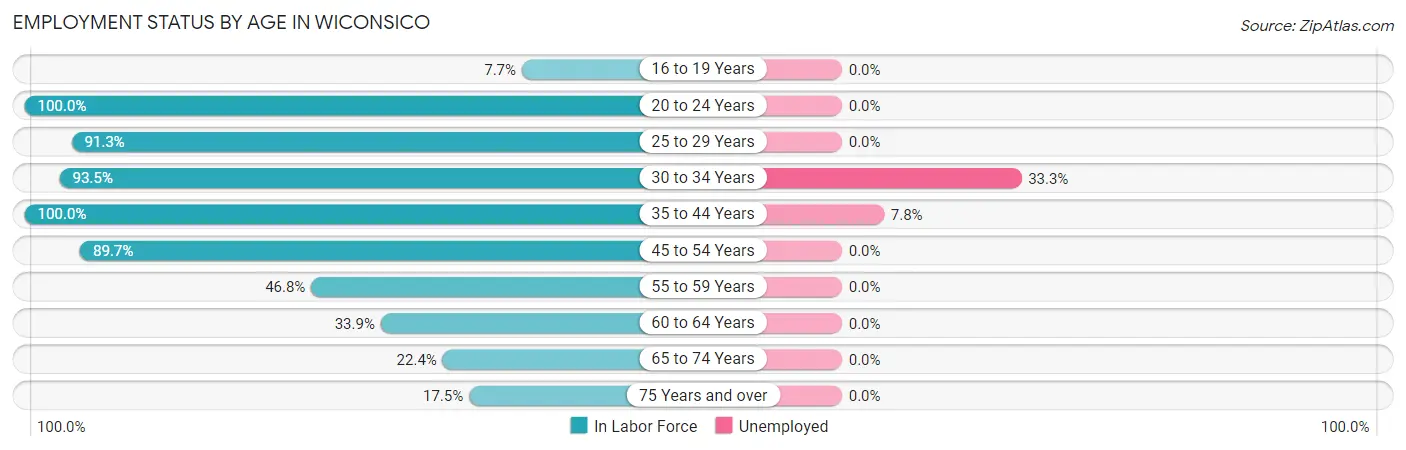 Employment Status by Age in Wiconsico