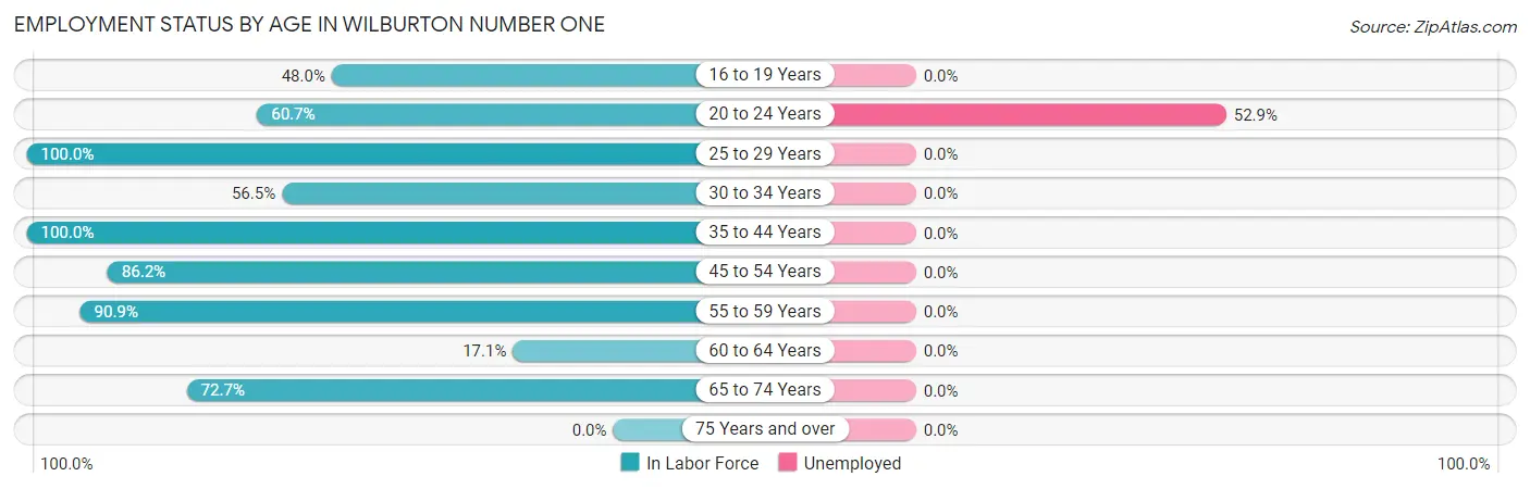 Employment Status by Age in Wilburton Number One