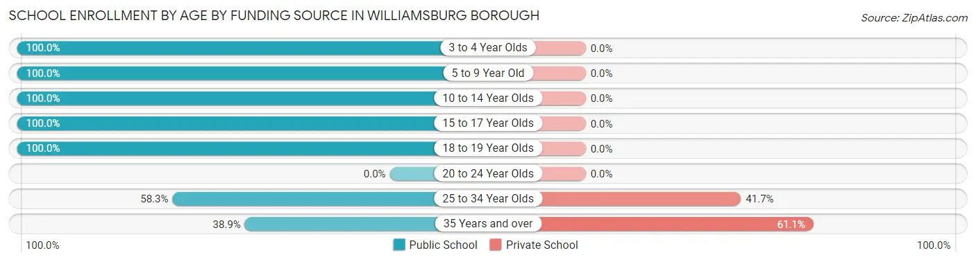 School Enrollment by Age by Funding Source in Williamsburg borough