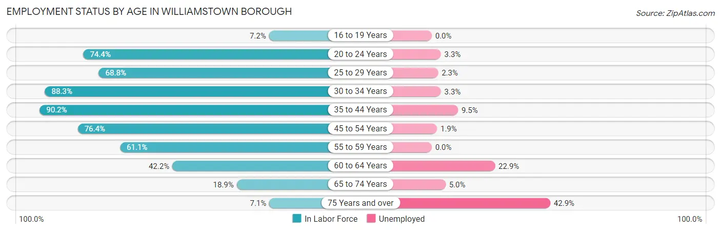 Employment Status by Age in Williamstown borough