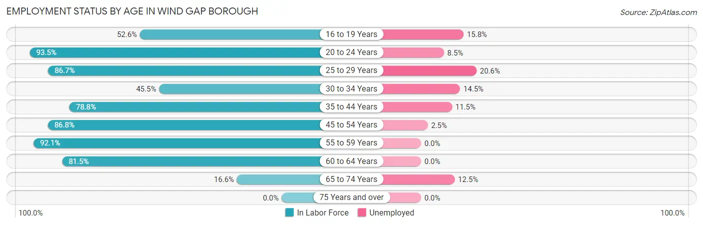 Employment Status by Age in Wind Gap borough