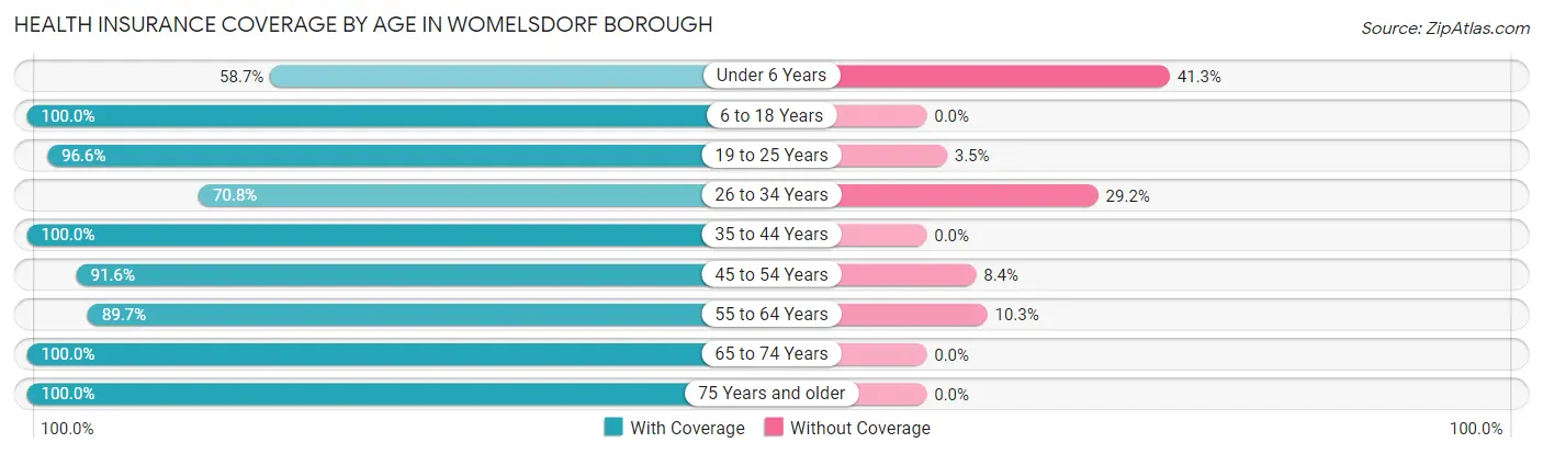 Health Insurance Coverage by Age in Womelsdorf borough