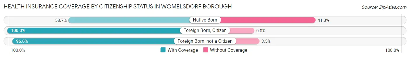 Health Insurance Coverage by Citizenship Status in Womelsdorf borough