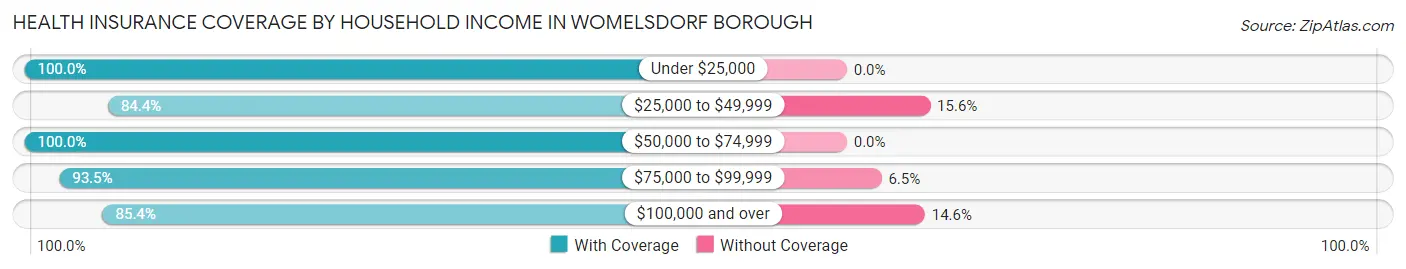 Health Insurance Coverage by Household Income in Womelsdorf borough