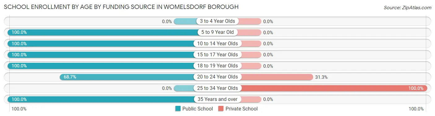 School Enrollment by Age by Funding Source in Womelsdorf borough