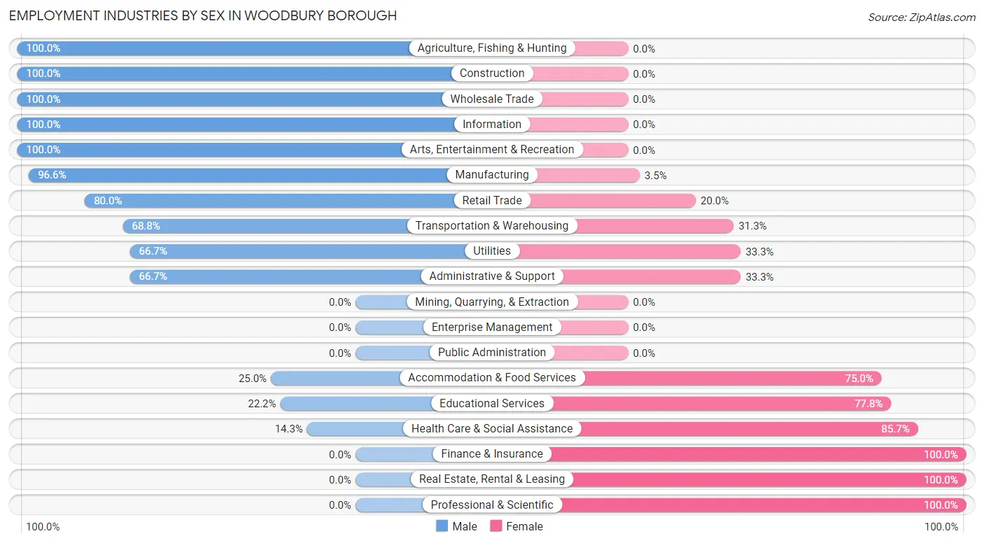 Employment Industries by Sex in Woodbury borough
