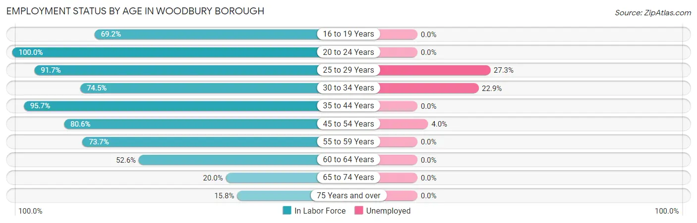 Employment Status by Age in Woodbury borough