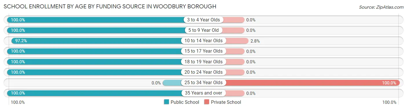 School Enrollment by Age by Funding Source in Woodbury borough