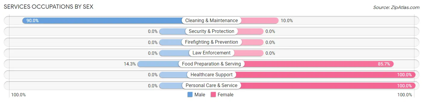 Services Occupations by Sex in Woodbury borough