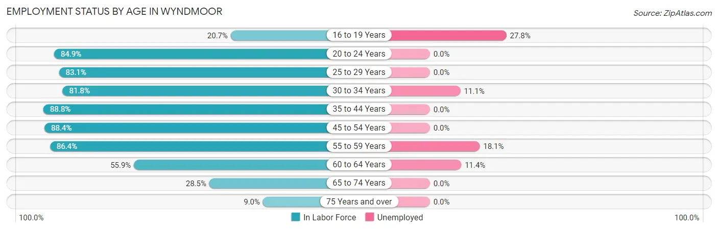Employment Status by Age in Wyndmoor