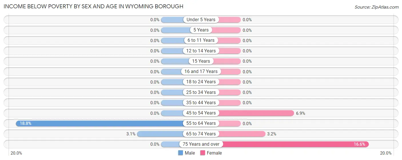 Income Below Poverty by Sex and Age in Wyoming borough
