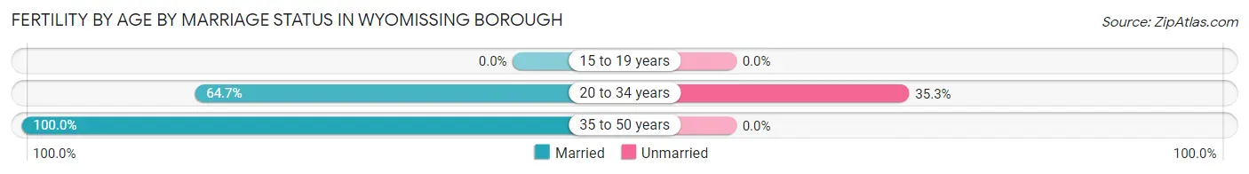 Female Fertility by Age by Marriage Status in Wyomissing borough